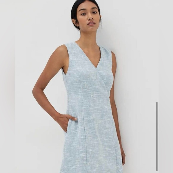 Tweed Wrap Dress in Baby Blue - Picture 3 of 6